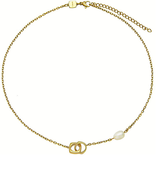 Pôvabný dámsky pozlátený náhrdelník s perlou Tetra TJ3495