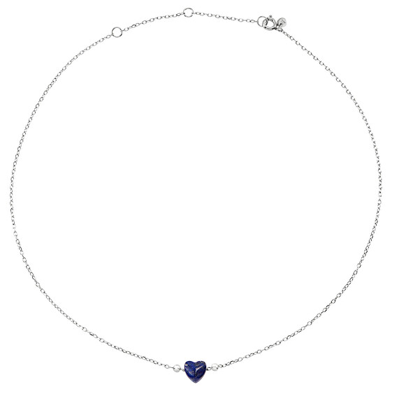 Romantische Stahlhalskette mit Lapislazuli-Herzen Candy TJ3597