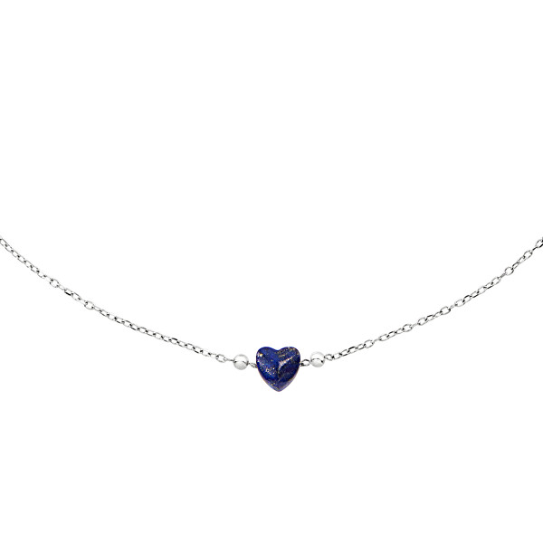 Romantische Stahlhalskette mit Lapislazuli-Herzen Candy TJ3597