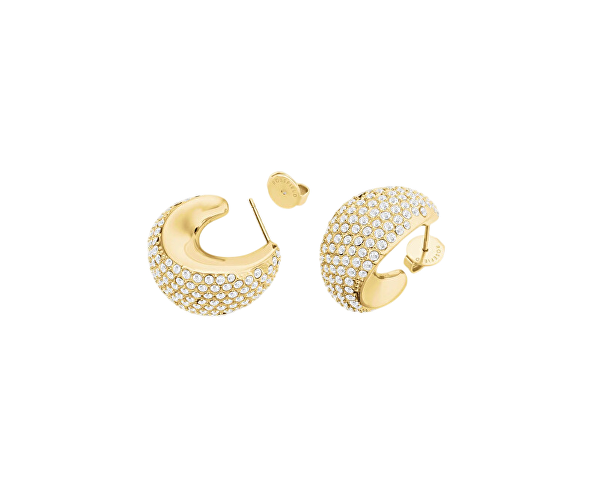 Blyštivé pozlacené kruhy Pavé JEPMG-J1224