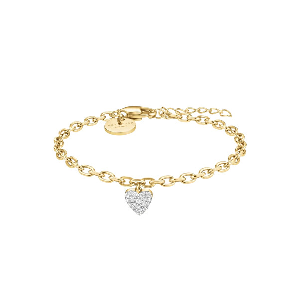 Dámský pozlacený náramek s krystaly Chunky Heart JBCHG-J1279