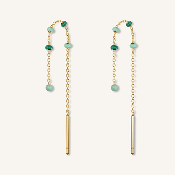 Orecchini lunghi placcati oro alla moda Emerald JEETG-J722