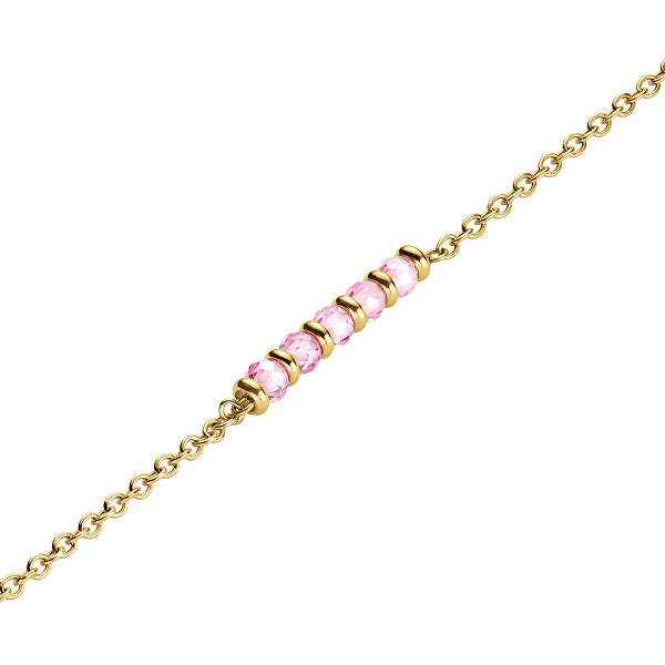 Colier delicat placat cu aur cu mărgele roz Essentials JNPRG-J811
