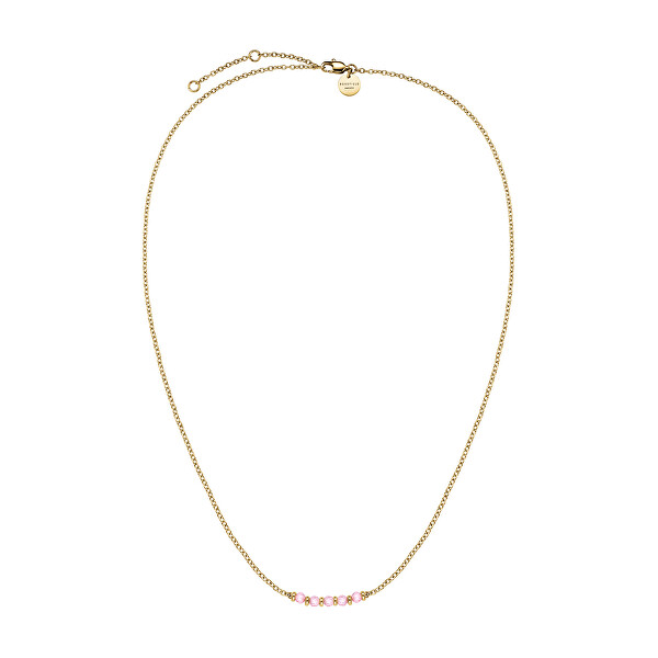 Jemný pozlátený náhrdelník s ružovými korálkami Essentials JNPRG-J811