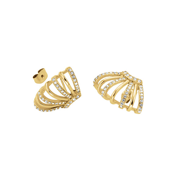Oslnivé pozlacené náušnice s krystaly Swarovski JECCG-J1029