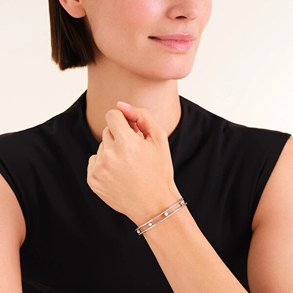 Otevřený pevný náramek s třpytivými krystaly JB4CS-J1175