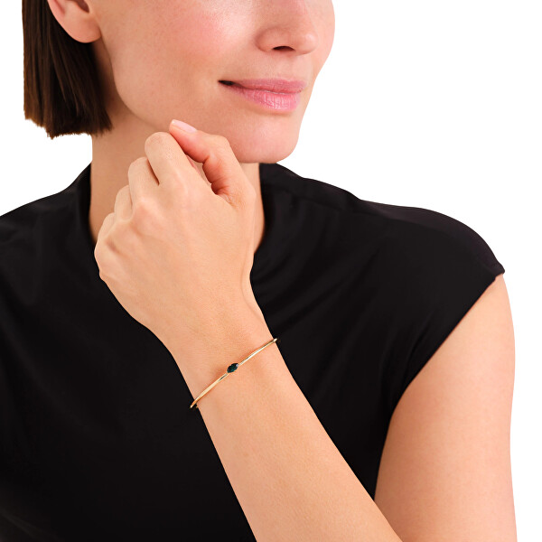 Otevřený pevný náramek s zeleným Swarovski krystalem JBEMG-J1242