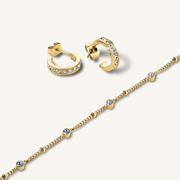 Set de bijuterii placat cu aur cu cristale JBHCG-X277 (brățară, cercei)