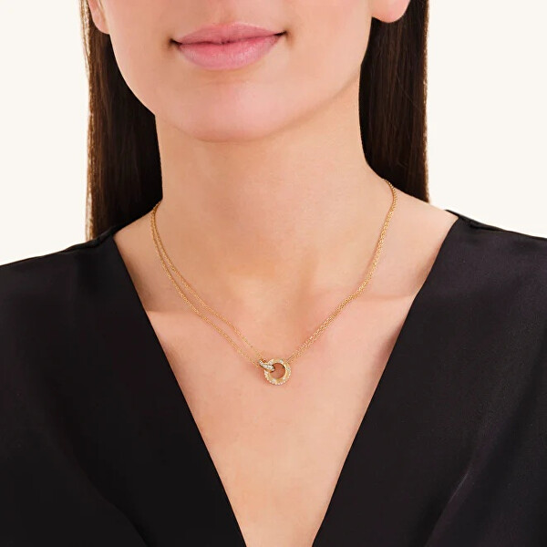 Pozlacený náhrdelník se Swarovski krystaly Love Connection JNLCG-J1315