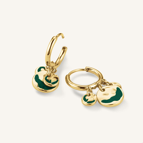 Cercei rotunzi fermecători placați cu aur Emerald JEEWG-J725