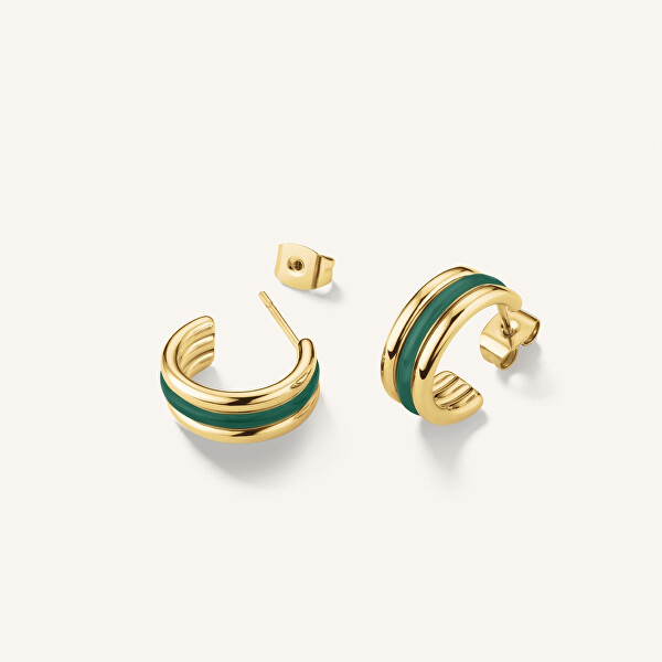 Cercei rotunzi stilați placați cu aur Emerald JEETG-J716