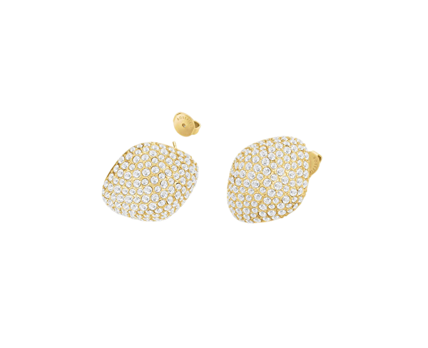 Třpytivé pozlacené náušnice s krystaly Pavé JEPBG-J1222