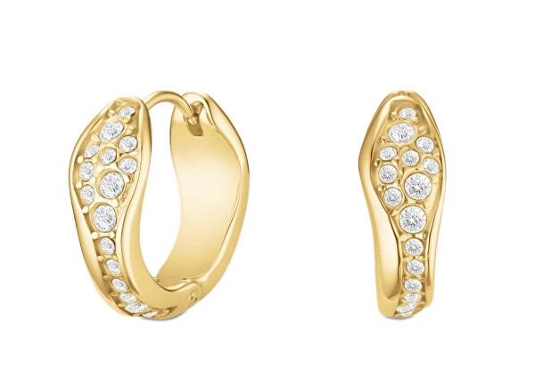 Elegantní pozlacené kruhy s krystaly Pavé JEPFG-J1226