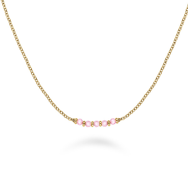 Gyengéd aranyozott nyaklánc rózsaszín gyöngyökkel Essentials JNPRG-J811
