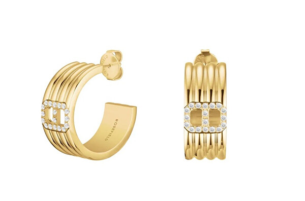 Moderní pozlacené s čirými krystaly Fine Octagon JEOSG-J1181