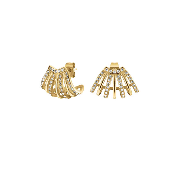 Oslnivé pozlacené náušnice s krystaly Swarovski JECCG-J1029