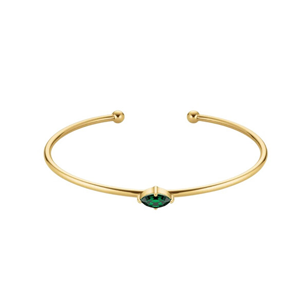 Otevřený pevný náramek s zeleným Swarovski krystalem JBEMG-J1242