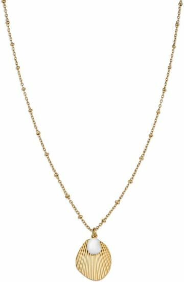 Pozlacený ocelový náhrdelník s mušlí Amber JSPNG-J159