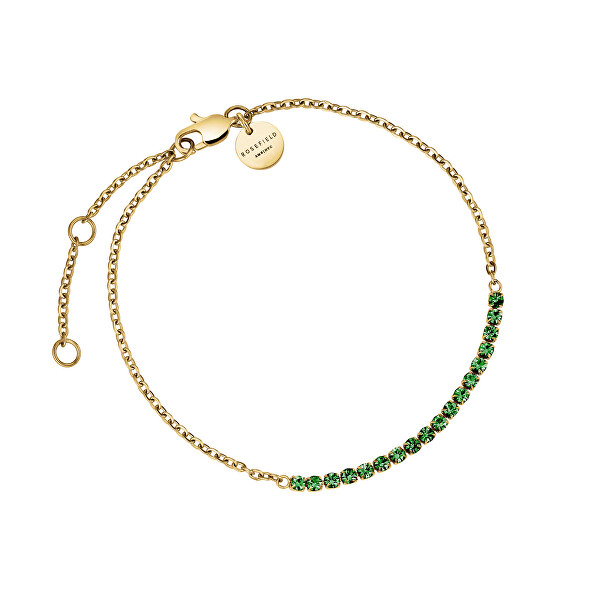 Affascinante bracciale placcato oro con cristalli verdi Tennis JBTEG-J908