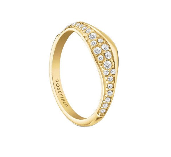 Třpytivý pozlacený prsten s krystaly Pavé JRPW