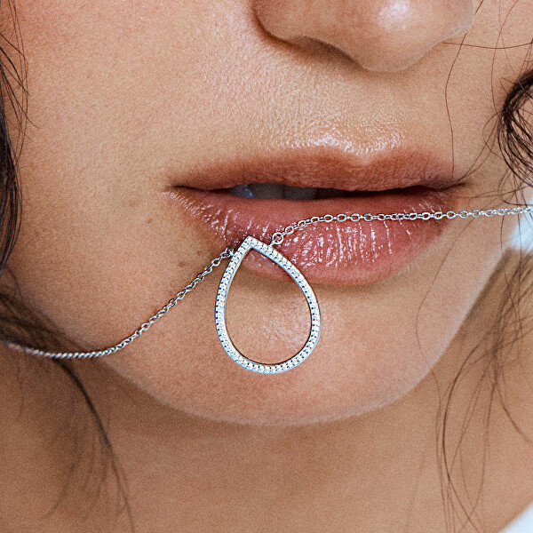 Jemný stříbrný náhrdelník s kubickými zirkony Kapka Sofia RZSO05