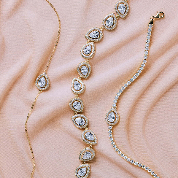 Něžný pozlacený náramek s kubickými zirkony Anna RZAN12