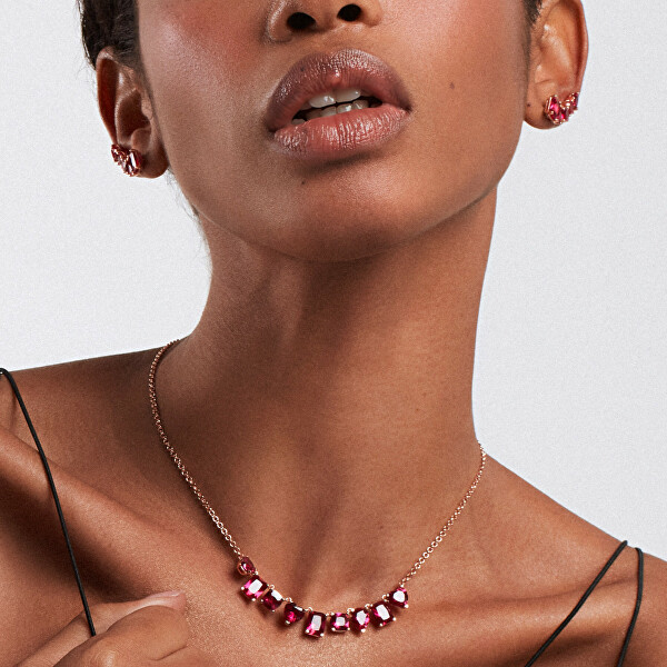 Incantevole collana placcata in oro rosa con zirconi rubino Gemma RZGE02