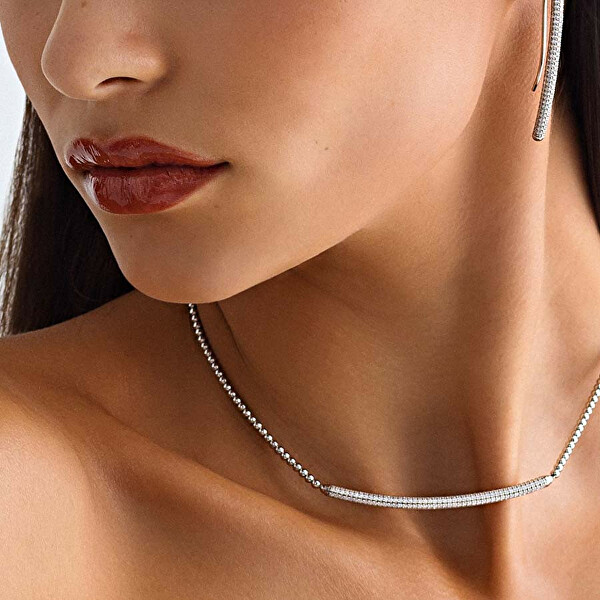 Incantevole collana in argento con zirconi Bianca RZBI01