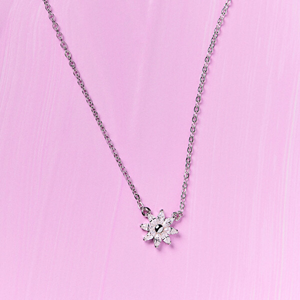 Půvabný květinový náhrdelník se zirkony Gaia RZGA62