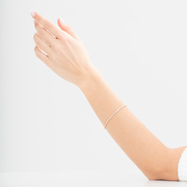 Půvabný stříbrný náramek s kroužkem na přívěsky Storie RZB040