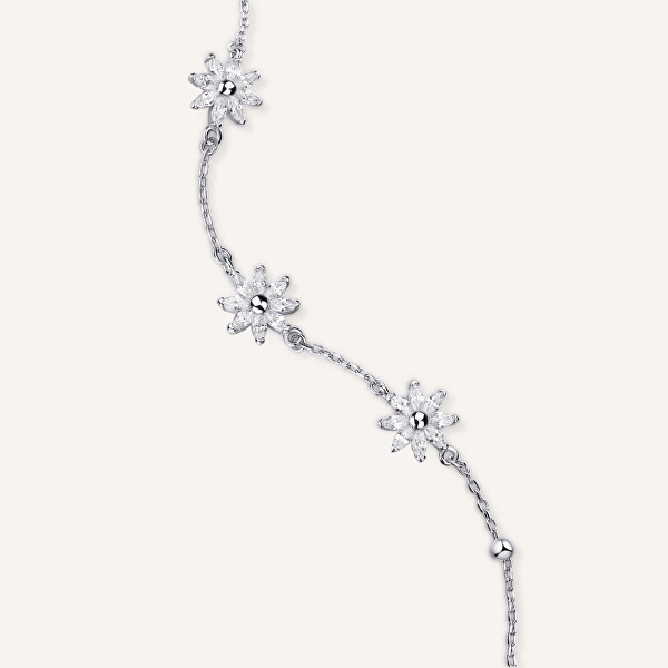 Slušivý stříbrný náramek s květinami Gaia RZGA67