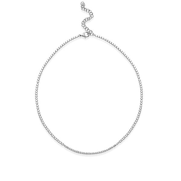 Elegante Silber Halskette mit Zirkonen RZC038