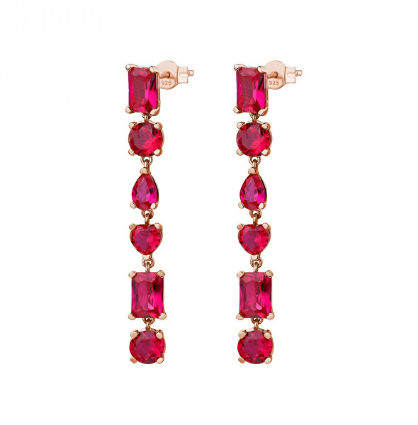 Orecchini di lusso placcati in oro rosa con zirconi rubino Gemma RZGE22