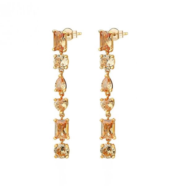 Luxuriöse vergoldete Ohrringe mit champagnerfarbenen Zirkonen Gemma RZGE23