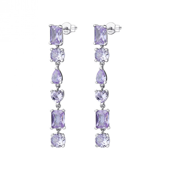 Luxus ezüst fülbevaló lila cirkónium kövekkel Gemma RZGE21