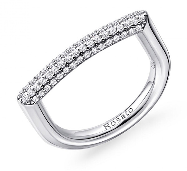 Moderní stříbrný prsten se zirkony Bianca RZBI33