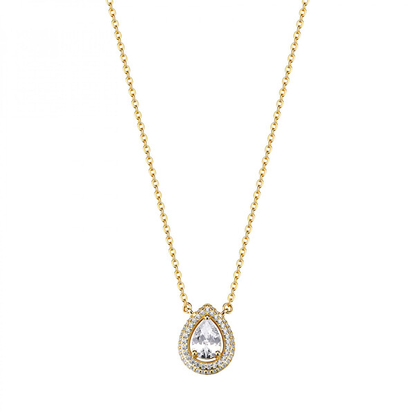 Něžný pozlacený náhrdelník s čirými kubickými zirkony Kapka Anna RZAN02