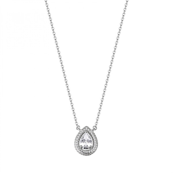 Něžný stříbrný náhrdelník s čirými kubickými zirkony Kapka Anna RZAN01