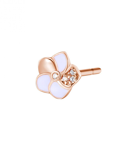 Incantevole orecchino singolo placcato in oro rosa Fiore Allegra RZAL002