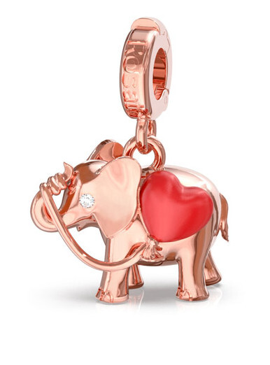 Rózsaszín aranyozott elefánt medál Storie RZLE002