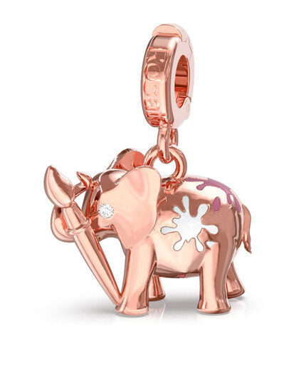 Rózsaszín aranyozott elefánt medál  Storie RZLE004