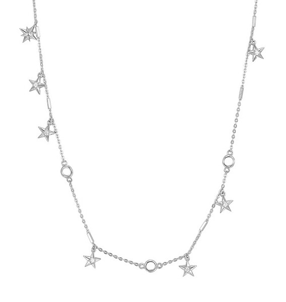 Slušivý strieborný náhrdelník Hviezdičky so zirkónmi Storie RZC029
