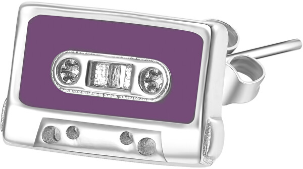 Silber Single Ohrring Radiokassette Storie RZO025R