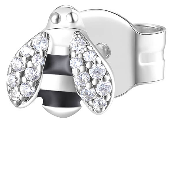 Silber Single Ohrring mit Zirkonen Biene RZO050R