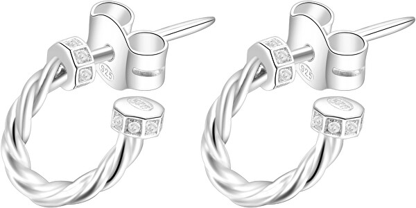 Silberne runde Ohrringe mit Zirkonen Storie RZO001