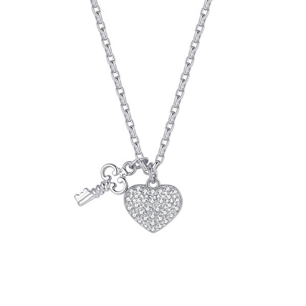 Zamilovaný strieborný náhrdelník Storie RZC044 (retiazka, prívesky)