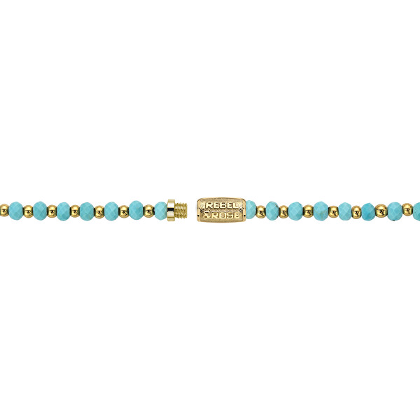 Korálkový náhrdelník Mix Turquoise Gold RR-NL047-G-40