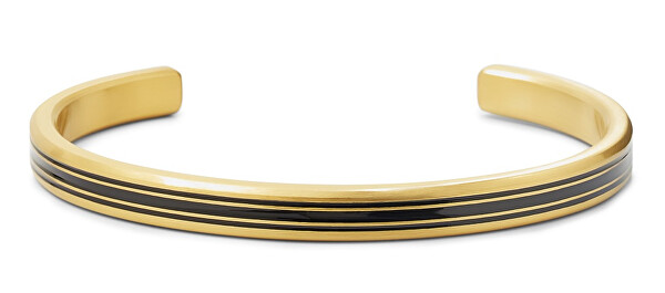 Bracciale Bangle aperto in acciaio massiccio Linee oro spazzolato RR-MB011-G