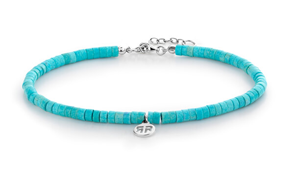 türkisfarbenes Perlenarmband am Bein Anklet Slices Turquoise RR-AK005-S