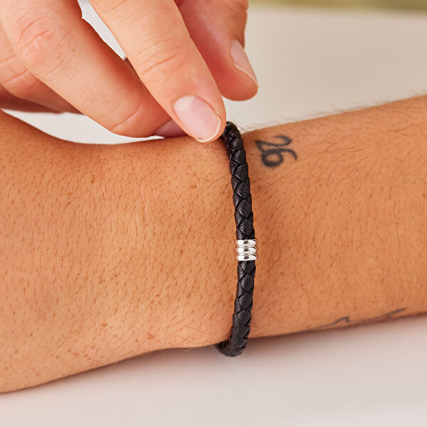 Černý kožený náramek Nomad SNO12